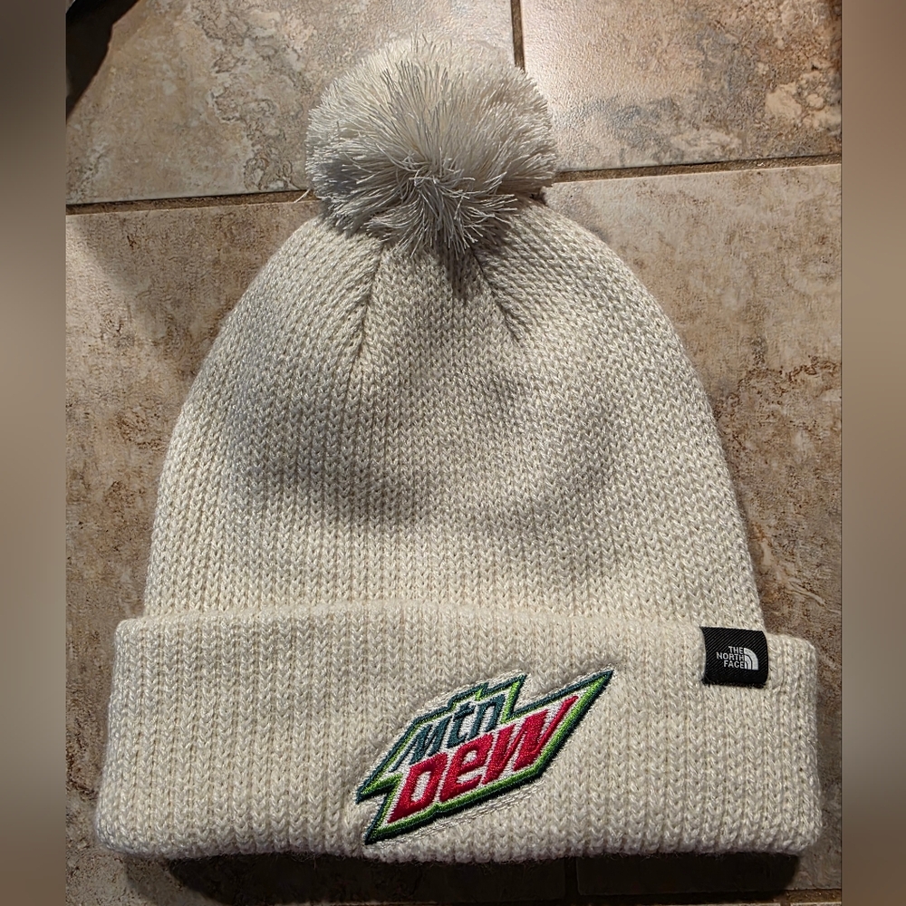 The North Face Mountain Dew Vintage White Pom Beanie RARE